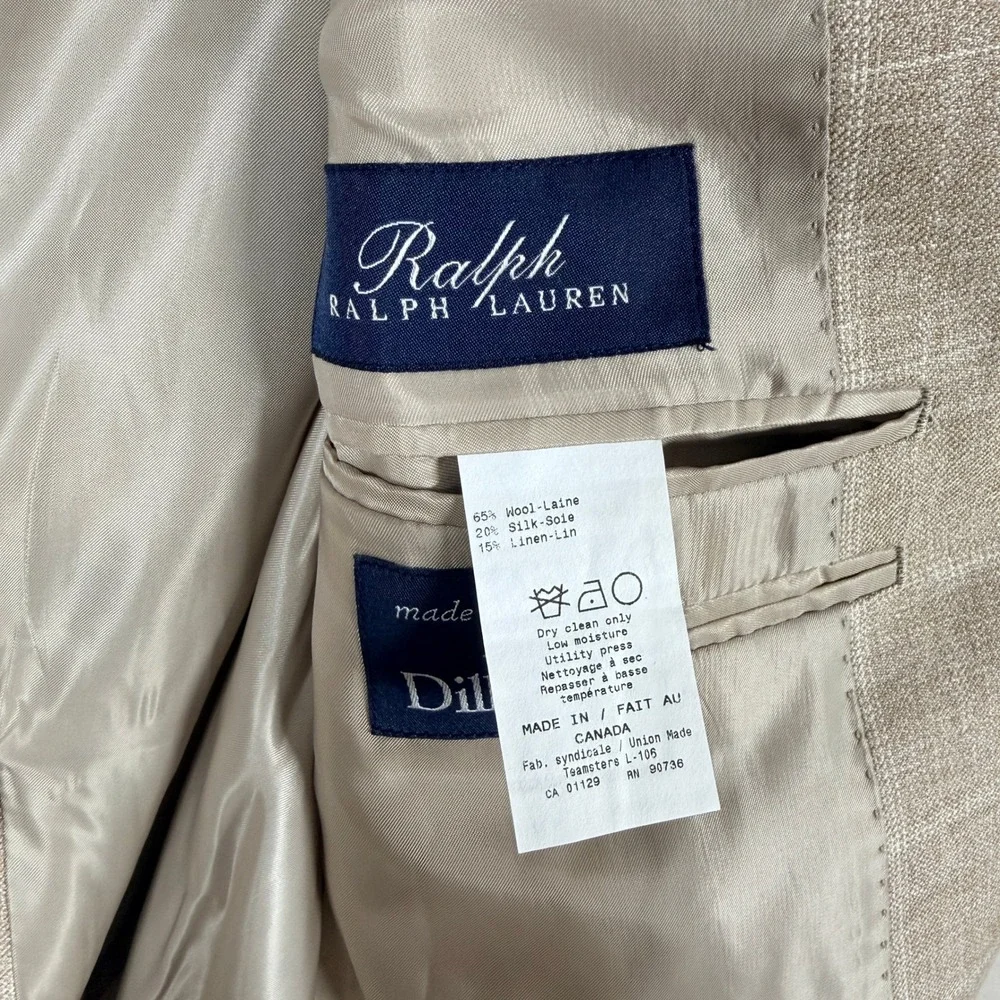 Ralph Ralph Lauren Wool Silk Linen Blazer Mens 44R Windowpane Sport Coat Canada